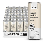 Slate Milk - High Protein Milk Shake - Classic Chocolate - Lactose Free, 20g Protein, 1g Sugar, 100 Calories, 2g Net Carbs, No Added Sugar - Natural, Breakfast Boost, Post Workout - 11 fl oz, 24 Cans