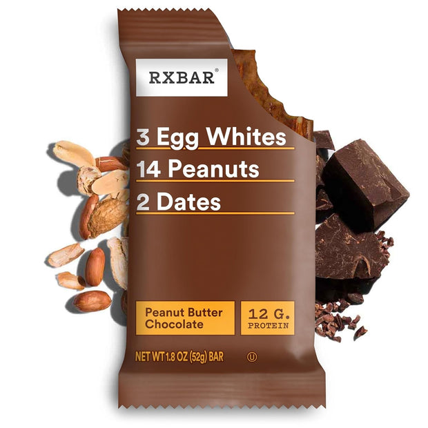 RXBAR Protein Bars, Protein Snack, Snack Bars, Peanut Butter Chocolate, 18.3oz Box (10 Count)