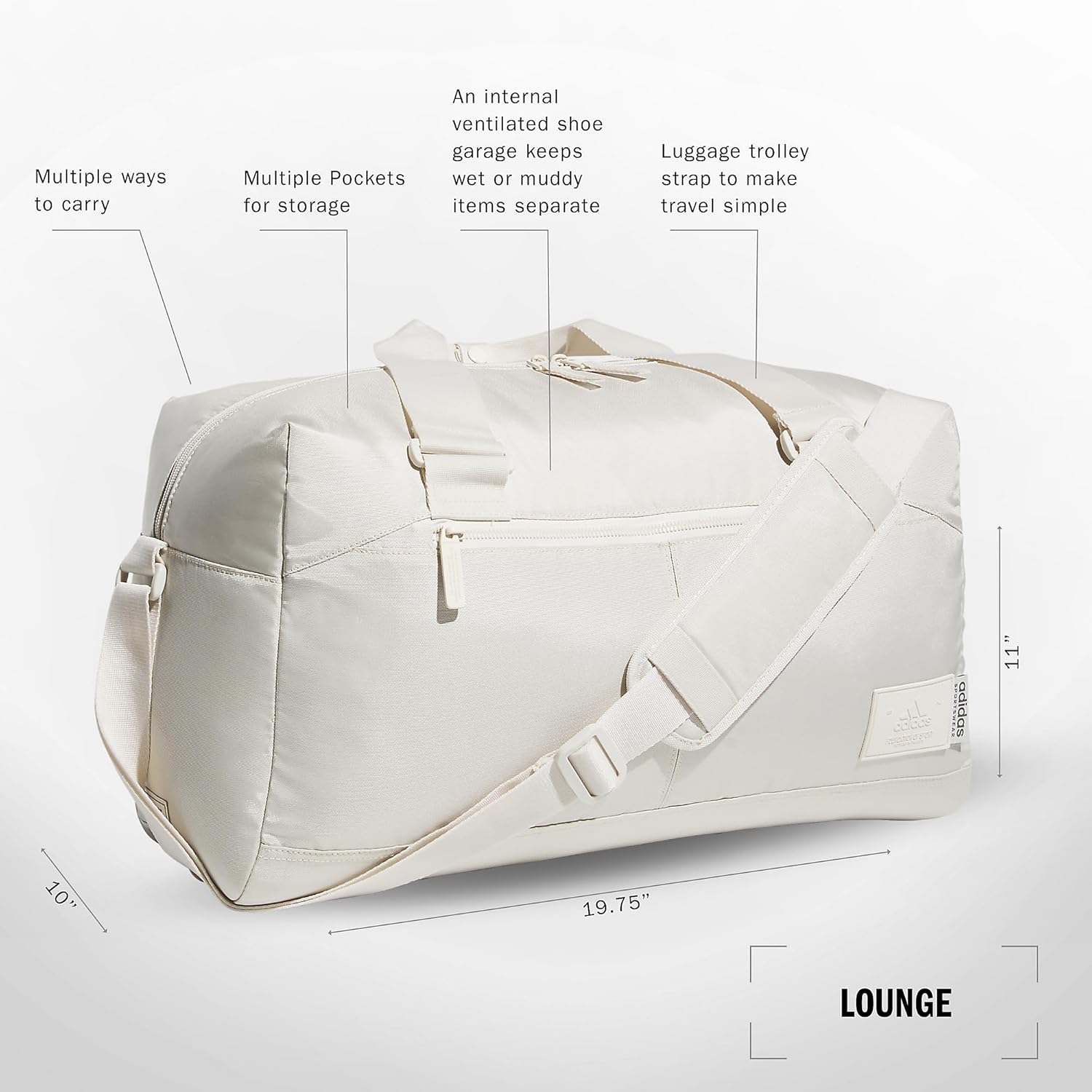 adidas Lounge Premium Sport Duffel Bag for Travel and Gym