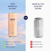 Trip Mindful Blend, Lightly Sparkling Adaptogen Seltzer, Mocktail w/ 120mg Magnesium Citrate with Ashwagandha, Lions Mane & L Theanine, No Added Sugar, Vegan, Peach Ginger, 12 Oz, 12Pk