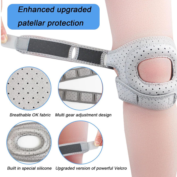 Knee Brace for Women/ Men, 2025 New Upgraded Extended Edition Knee Braces, Adjustable Knee Support, Patellar Tendon Support Strap, Knee Wraps for Pain Relief for Meniscus Tear Knee Pain Arthritis Pain Injury Recoverys(Gray)