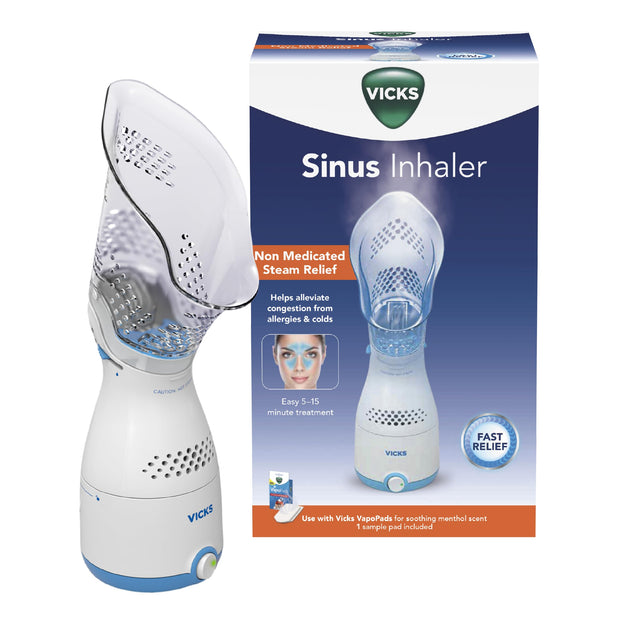 Vicks Sinus Inhaler - Non-Medicated Steam Relief for Allergies, Congestion, Cough & Colds, Vocal Steamer, Soothes Nasal & Throat Passages, Works with VapoPads (1 Included)