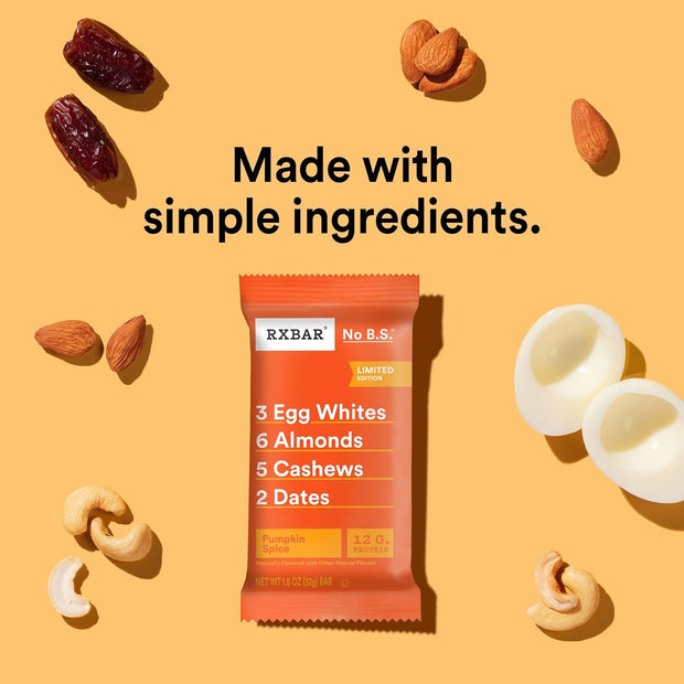 RXBAR Protein Bars, Protein Snack, Snack Bars, Pumpkin Spice, 22oz Box (12 Count)