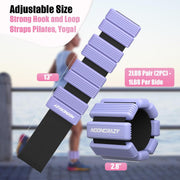 Pilates Wrist Ankle Weights for Women, Wearable Strong Arm & Leg Weights Set of 2(1 lb/2.2 lbs Each), Adjustable Ankle Weights for Walking, Yoga, Dance, Barre, Gym