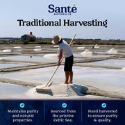 Sante Grey Coarse Sea Salt From the Celtic Sea - 1.1lb (18oz) Unrefined French Sea Salt Organic, Rich in 82+ Minerals Salt, 100% Natural & Hand Harvested Sal Celtica