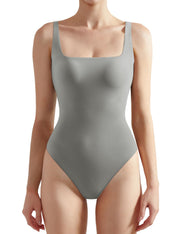 SUUKSESS Women Sexy Square Neck Thong Bodysuit Backless Sleeveless Tank Tops