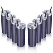 VEGOND Stainless Steel Tumblers Bulk 12 Pack, 20 oz Vacuum Insulated Skinny Tumblers with Lids and Straws, Double Wall Coffee Mug, Travel Water Cup, White