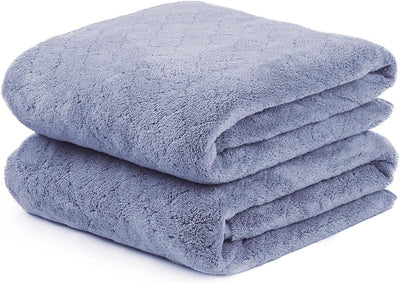 JML Microfiber Bath Towels, Oversized, Ultra Soft, Super Absorbent and Fast Drying, No Fading Large Bathroom Towel Set for Sport, Travel, Fitness, SPA and Yoga (Coral Fleece - Blue, 30 in x 60 in)