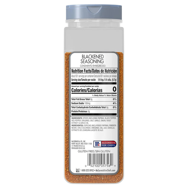 McCormick Culinary Seasoning, Blackened, Non GMO, No MSG added, For Quality Blackened Flavor in Culinary & Professional Kitchens, 23 oz