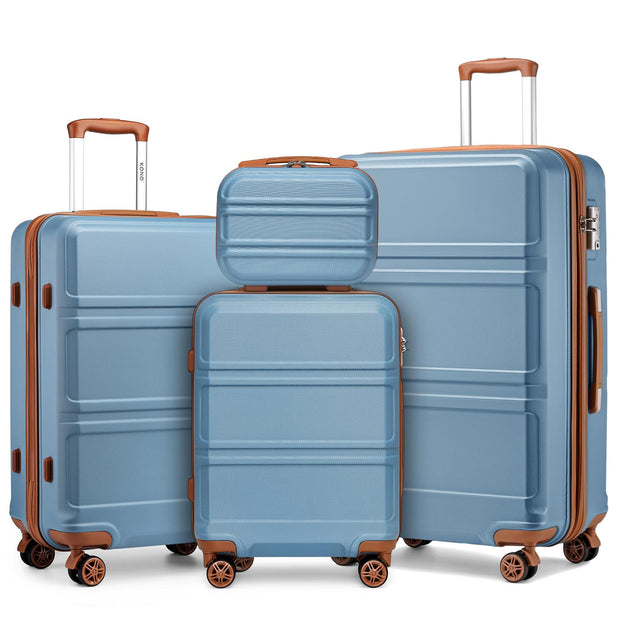 Kono 3 Piece Luggage Sets Expandable(only 28") Lightweight with Spinner Wheels TSA Lock Hardside Travel Rolling Suitcases 20in 24in 28in Carry on Pink