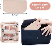 Nail Clippers and Beauty Tool Portable Set, Rose Gold Martensitic Stainless Steel Manicure Set 12 in 1, with Pink Leather Bag, Suitable for Home, Workplace, Outdoor Travel, Gift Giving, Salon.