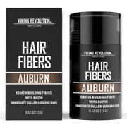 Viking Revolution Black Hair Fibers for Thinning Hair Men - Thick Fiber for Bald Spot Cover Up - Hair Building Fibers with Kerating and Biotin - Hair Fiber for Men for Thicker and Fuller Look (0.52oz)