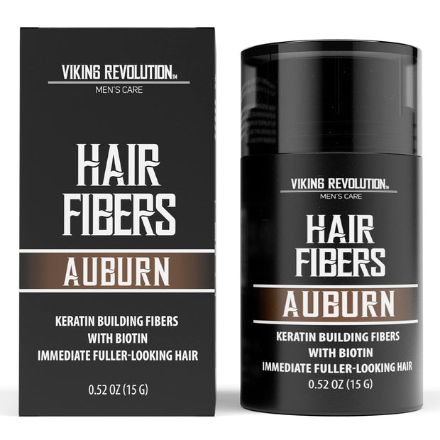 Viking Revolution Black Hair Fibers for Thinning Hair Men - Thick Fiber for Bald Spot Cover Up - Hair Building Fibers with Kerating and Biotin - Hair Fiber for Men for Thicker and Fuller Look (0.52oz)