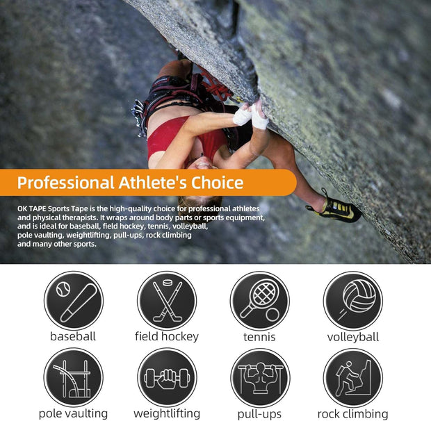 OK TAPE 4 Rolls Athletic Tape, Sports Tape for Injuries, Rigid, Easy Tear Medical Tape, Wrist Tape, No Sticky Residue | Secure Ankle, Finger, Knee- 1.5inch x 15yards (Purple)