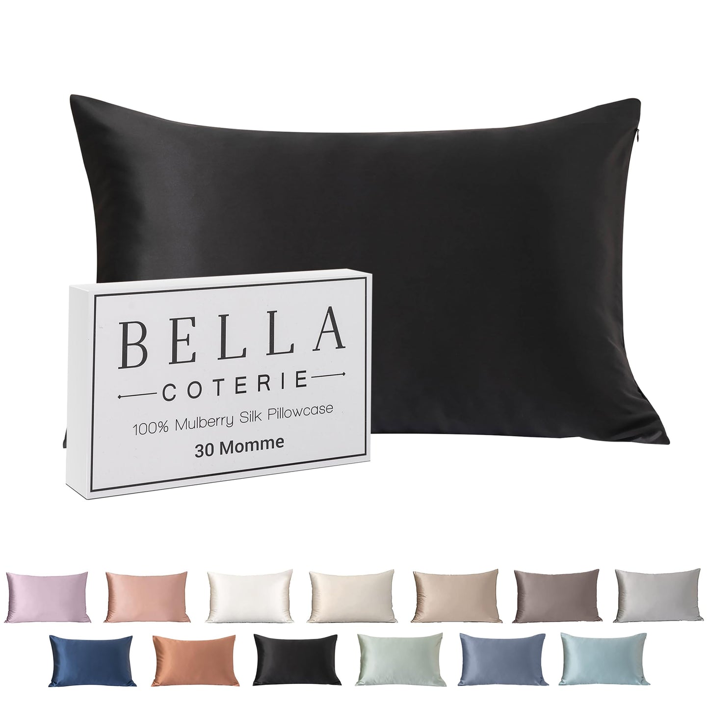 Bella Coterie Luxury Silk Pillowcase for Hair and Skin | 30 Momme | 100% Pure 6A Mulberry Silk | Super Soft | Perfectly Plush [Queen, White]