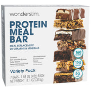 WonderSlim Meal Replacement Protein Bar, Variety Pack, 15g Protein, 20 Vitamins & Minerals (7ct)