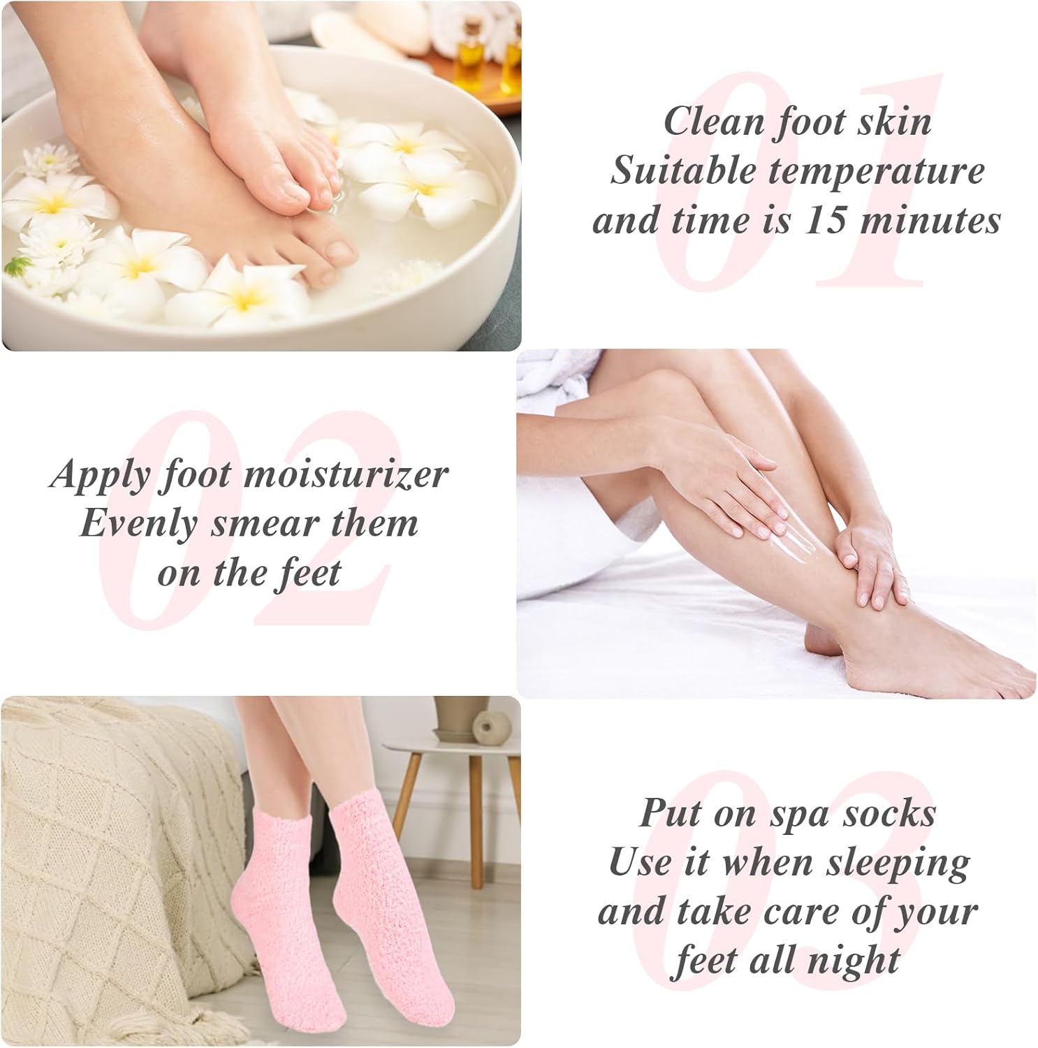 3Pairs Aloe Socks Moisturizing Spa Socks Sleeping Fuzzy Socks for Dry Feet Overnight, Non Slip Coral Fleece Lotion Socks Women Spa Pedicure Foot Care Socks for Repairing Dry Feet,Cracked Heel