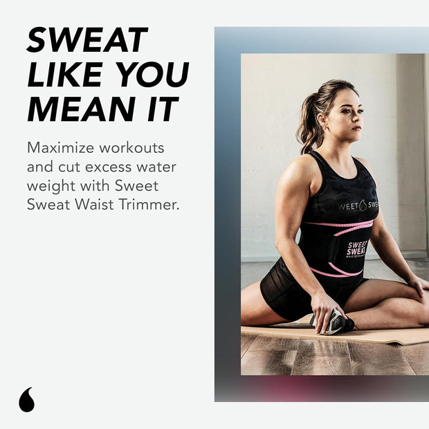 Sports Research® Sweet Sweat Waist Trimmer - Premium Sweat Enhancing Fitness Belt for Women & Men - 5 Adjustable Sizes