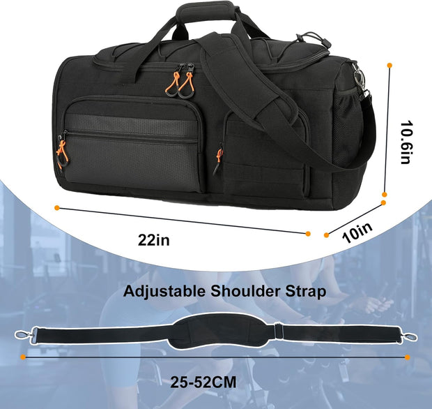 SeaRock Gym Bag for Men & Women, 40L Sports Travel Duffel Bag with Shoe Compartment, 3-In-1 Water Resistant Carry On Weekender Bag for Airplane, Workout Overnight Backpack for Travel, Black