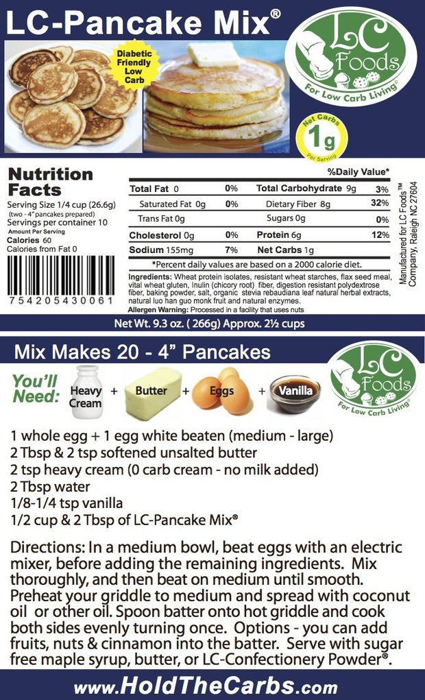 Low Carb Foods Pancake Mix | Great Taste | High Protein | 100% All-natural Ingredients | No Sugar Diabetic Friendly | Maltitol & Artificial Sweetener Free | 9.3 Oz Package