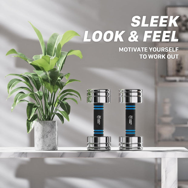 Northdeer Steel Dumbbells Ultracompact & Adjustable Chrome Dumbbell with Foam Handles 5lb 10lb 15lb 20lb 30lb 50lb Home Gym Workout (Choice of Size)