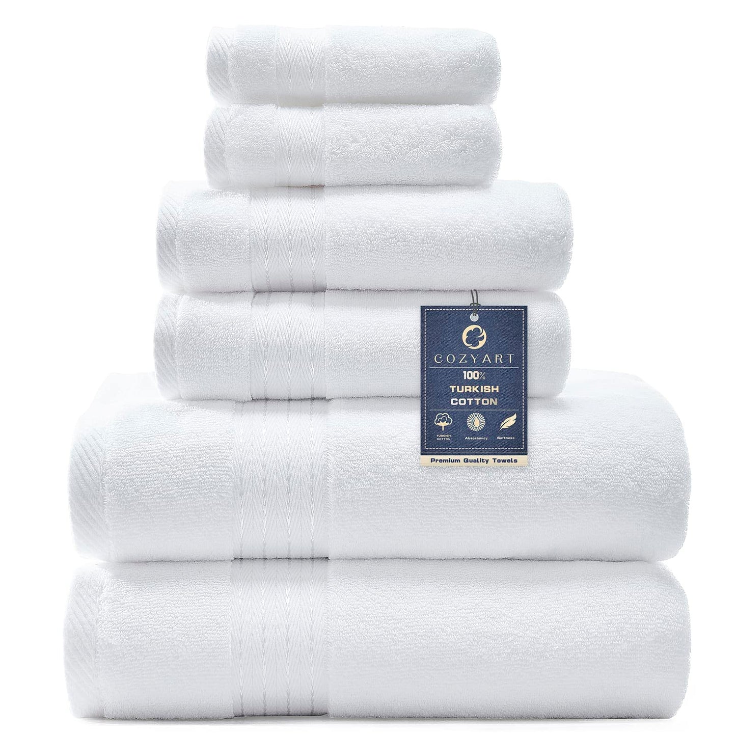 COZYART Burnt Orange Bath Towel Set for Bathroom Turkish Cotton Thick Soft Absorbent Durable 650 GSM Towel Sets of 6, 2 Large Bath Towels, 2 Hand Towels, 2 Washclothes