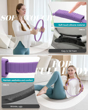 Pilates Ring, 13.5'' Silicone Magic Pilates Ring Fitness Circle, Lightweight & Durable Flexible Resistance Exercise Equipment for Toning Arms, Thighs/Legs, Core, Yoga & Physical Therapy