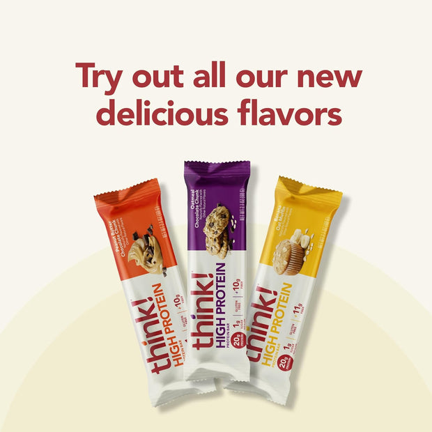 think! Protein Bars, High Protein Snacks, Gluten Free, High Fiber, Banana Oat Muffin, 10 Count