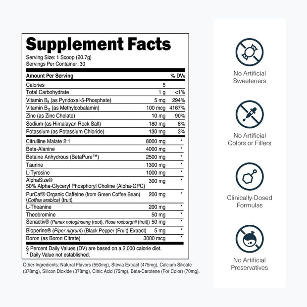 Transparent Labs Bulk Pre Workout Powder - Naturally Sweetened Advanced Pre-Workout Formula for Muscle Building and Strength - 30 Servings, Peach Mango