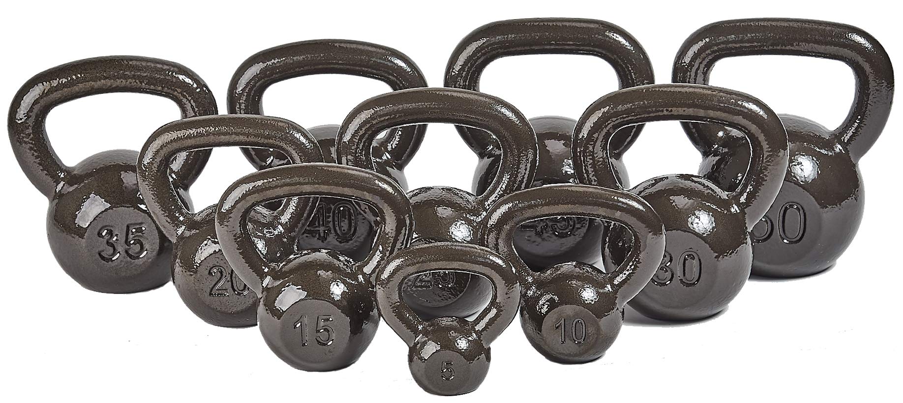 Signature Fitness Kettlebell Solid Smooth Adjustable/Cast Iron/Rubber Base for Strength Training, Home Gym
