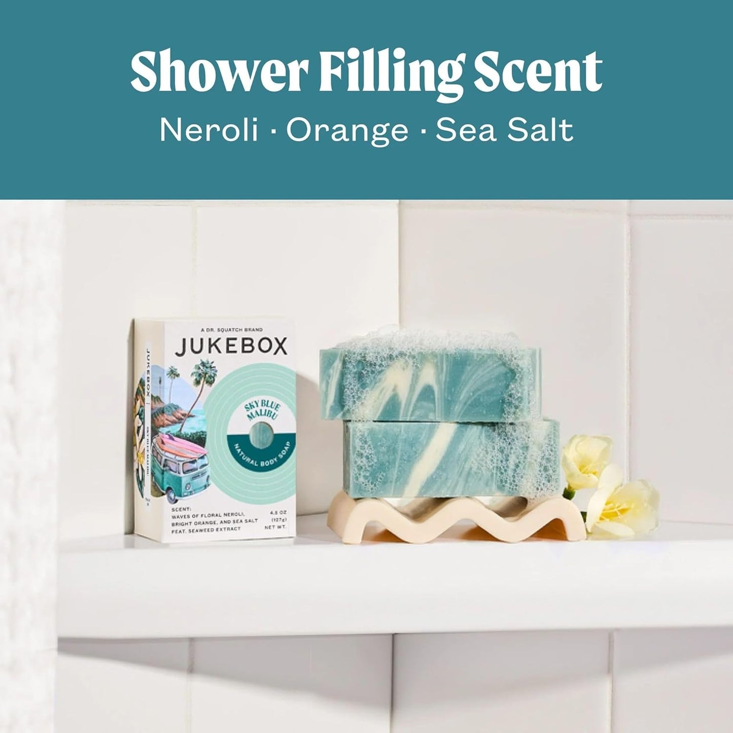 JUKEBOX Soap Sampler Gift Pack- 5 Bar Soaps- Gettin' Figgy With It, Skyy Blue Malibu, Watermelon Disco, That's Limone, Born To Be Wild