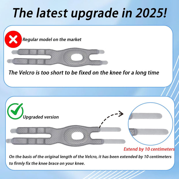 Knee Brace for Women/ Men, 2025 New Upgraded Extended Edition Knee Braces, Adjustable Knee Support, Patellar Tendon Support Strap, Knee Wraps for Pain Relief for Meniscus Tear Knee Pain Arthritis Pain Injury Recoverys(Gray)