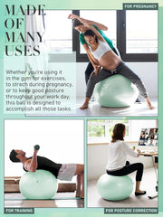 Yoga Ball for Exercise, Pilates Set, 4 Sizes Fitness Ball for Workout, Birthing, Pregnancy, Physical Therapy- Pump Included