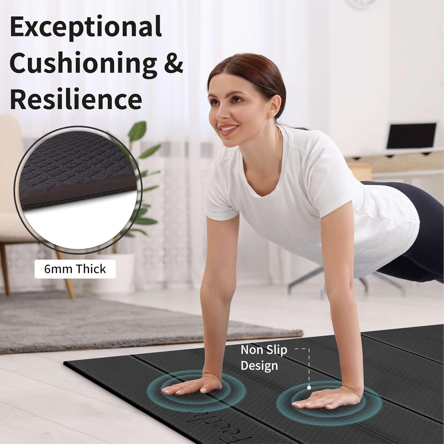 Foldable Wide & Large Yoga Mat – Cushioned, Compact & Easy to Store | 6mm & 8mm Thick | For Home, Gym, Travel, Yoga, Pilates & Floor Exercises