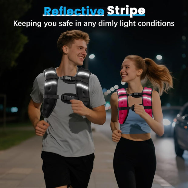 Weighted Vest for Woman Men, 6lb/8lb/12lb/16lb/20lb/30lb Weight Vest with Reflective Stripe, Weight Vests Adjustable for Walking, Weight Loss, Training, Running
