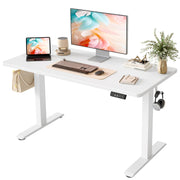 TIQLAB 55 * 24 Inches Electric Standing Desk, Adjustable Height Stand up Desk, Sit Stand Home Office Table with Splice Board, Light Walnut