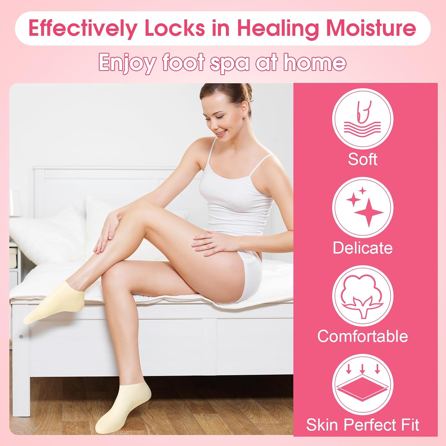 XANGNIER 6 Pairs Silicone Socks for Dry Cracked Feet Women,Moisturizing Foot Mask Exfoliating Silicone Socks,Foot Spa Gel Socks for Cracked Heels,Softening Rough Skin and After Pedicure Care
