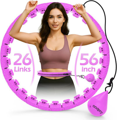 Weighted Hula Circle with 26/32 Links(56-66 Inch) for Adults Weight Loss, Infinity Fitness Hoop Plus Size, for Women Smart Exercise Equipment