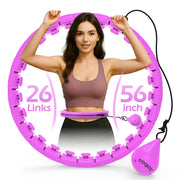 Weighted Hula Circle with 26/32 Links(56-66 Inch) for Adults Weight Loss, Infinity Fitness Hoop Plus Size, for Women Smart Exercise Equipment