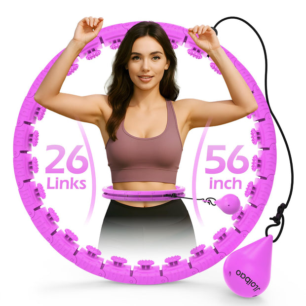 Weighted Hula Circle with 26/32 Links(56-66 Inch) for Adults Weight Loss, Infinity Fitness Hoop Plus Size, for Women Smart Exercise Equipment