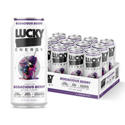 Lucky Energy Sugar Free Energy Drinks 16 Fl Oz Cans (12-Pack) Orange Drizzle with Maca, Ginseng, Taurine, Beta-Alanine, 200mg Caffeine