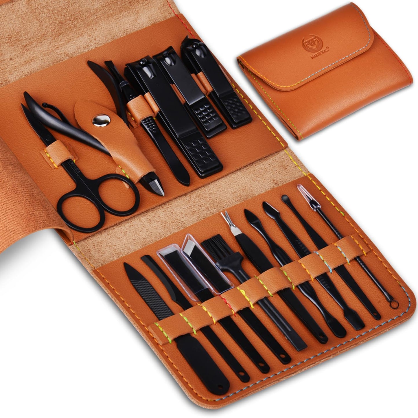 7 Pcs Manicure Set Stainless Steel Nail Clippers Kit, Nail Care Beauty Tools Set Christmas Stocking Stuffers, Christmas Gifts for Men and Women Travel Grooming Kit With Zipper Leather Case