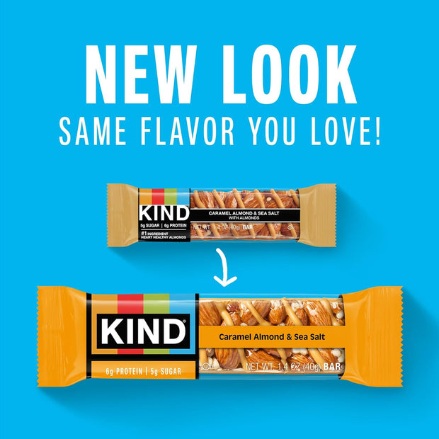 KIND Nut Bars, Favorites Variety Pack, Dark Chocolate Nuts and Sea Salt, Peanut Butter Dark Chocolate, Caramel Almond and Sea Salt, Gluten Free, Up to 7g Protein, 18 Count