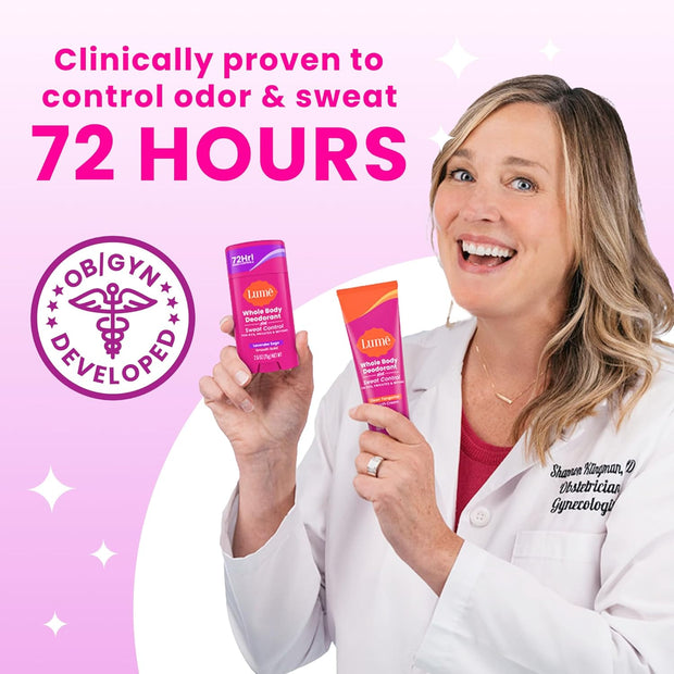 Lume Whole Body Deodorant Plus Sweat Control - Smooth Cream Tube - 72 Hour Odor And Sweat Control - Baking Soda Free, Skin Loving - 3.0 ounce (Pack of 2) (Soft Powder)