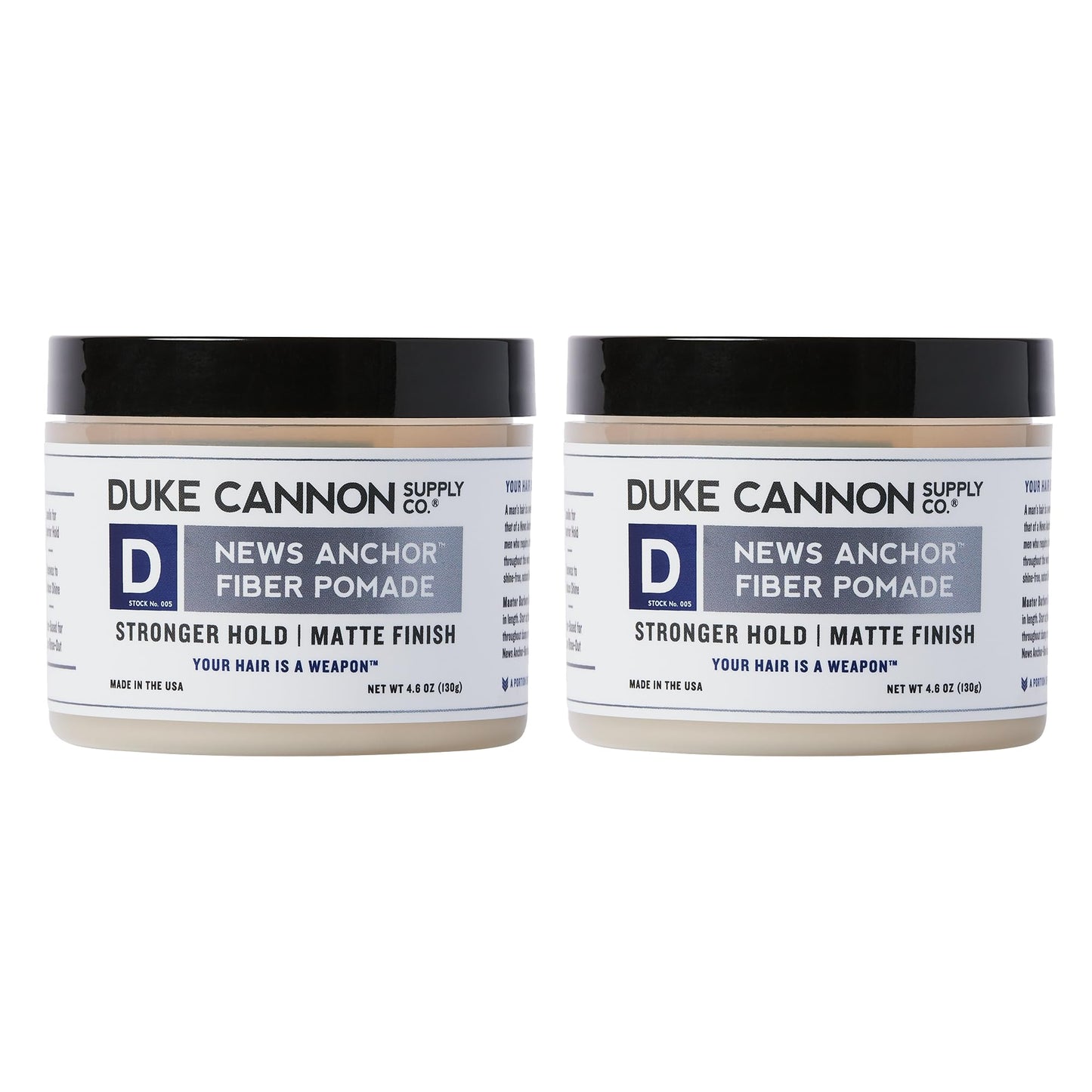 Duke Cannon Supply Co. News Anchor Hurricane Hold Pomade, Maximum Hold - Matte Finish 4.6 oz. (2 Pack)