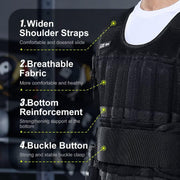 Weighted Vest Men 20lb/30lb/40lb/50lb/60lb Adjustable Weight Vest with Steel Plates Weights for Walking Strength Training Running Workout