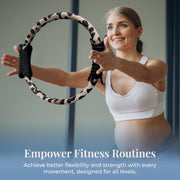 Pilates Ring Fitness Circle for Women – 12" Magic Circle Pilates Equipment Tool with Exercise Guide - Leopard Print