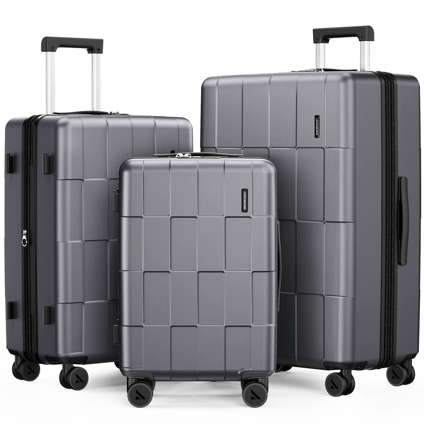 SHOWKOO Luggage Sets 3 Piece Hardside Expandable Lightweight PC Suitcase Sets with Double Spinner Wheels TSA Lock, Sea Blue