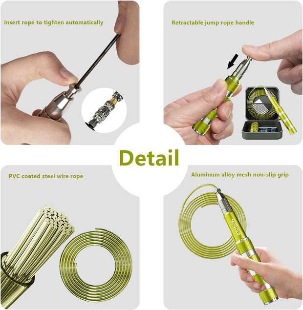 Speed Jump Rope - Tangle-Free Foldable Grip Skipping Rope for Fitness, Boxing & Cardio - Durable PVC Cable for Men Women