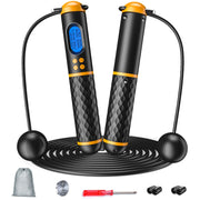 Smart Jump Rope, Multifun Speed Skipping Rope with Weight/Lap/Time/Calorie Counter Adjustable Digital Counting Jump Ropes for Home Gym, Cordless Jumping Rope for Men Women Kids